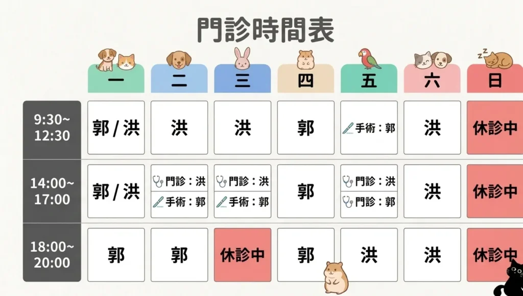 力晨動物醫院 115年5月門診表